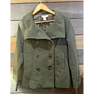 H&M Women's Short Jacke Coat Army Green Olive Size 10 Pea Coat